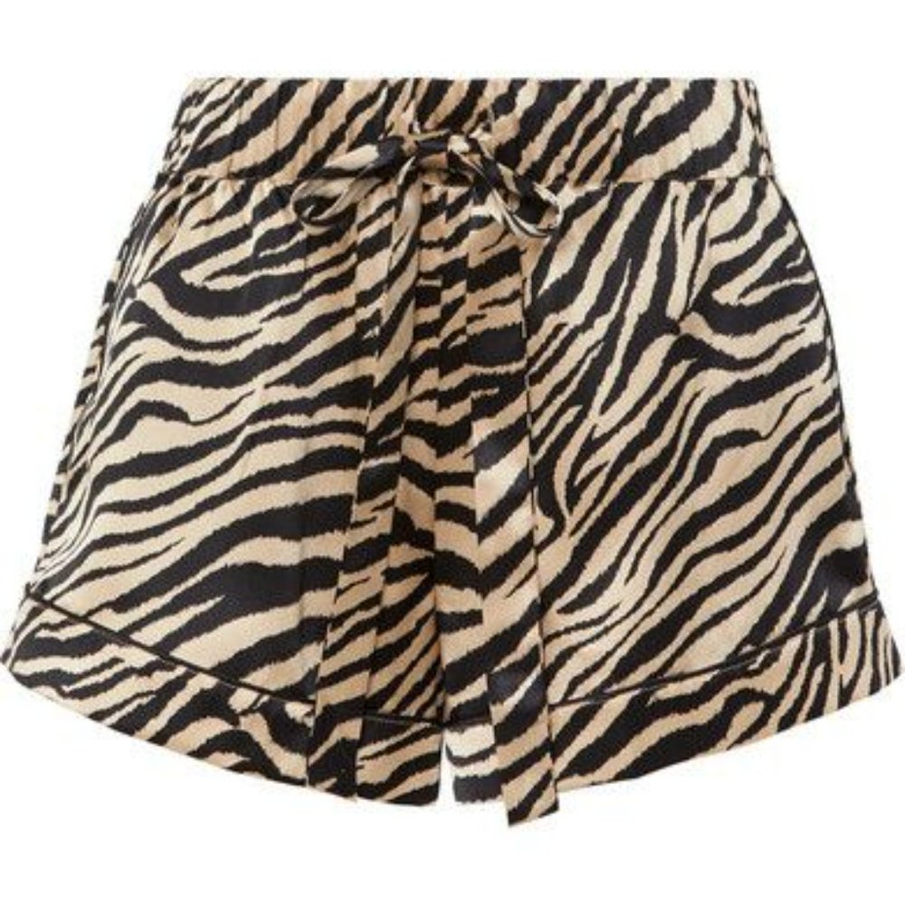 Anine Bing Vivienne Shorts in Tiger - Silk Pajama Loungewear Outerwear.